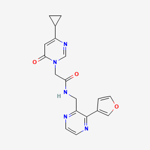 molecular formula C18H17N5O3 B2615681 2-(4-环丙基-6-氧代嘧啶-1(6H)-基)-N-((3-(呋喃-3-基)吡嗪-2-基)甲基)乙酰胺 CAS No. 2034395-88-3