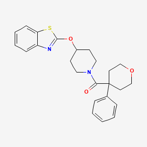 molecular formula C24H26N2O3S B2615685 (4-(benzo[d]thiazol-2-yloxy)piperidin-1-yl)(4-phenyltetrahydro-2H-pyran-4-yl)methanone CAS No. 1251709-95-1
