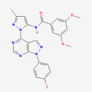 molecular formula C24H20FN7O3 B2615690 N-(1-(1-(4-fluorophenyl)-1H-pyrazolo[3,4-d]pyrimidin-4-yl)-3-methyl-1H-pyrazol-5-yl)-3,5-dimethoxybenzamide CAS No. 1007062-98-7