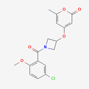 molecular formula C17H16ClNO5 B2615697 4-((1-(5-氯-2-甲氧基苯甲酰)氮杂环丁-3-基)氧基)-6-甲基-2H-吡喃-2-酮 CAS No. 1795363-20-0