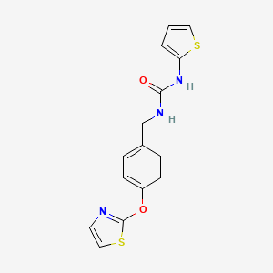 molecular formula C15H13N3O2S2 B2615699 1-(4-(Thiazol-2-yloxy)benzyl)-3-(thiophen-2-yl)urea CAS No. 2034559-02-7