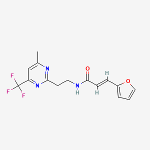 molecular formula C15H14F3N3O2 B2615701 (E)-3-(furan-2-yl)-N-(2-(4-methyl-6-(trifluoromethyl)pyrimidin-2-yl)ethyl)acrylamide CAS No. 1396890-68-8