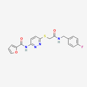 molecular formula C18H15FN4O3S B2615705 N-(6-((2-((4-fluorobenzyl)amino)-2-oxoethyl)thio)pyridazin-3-yl)furan-2-carboxamide CAS No. 1021026-34-5