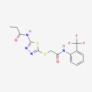 N-(5-((2-oxo-2-((2-(trifluoromethyl)phenyl)amino)ethyl)thio)-1,3,4-thiadiazol-2-yl)propionamide