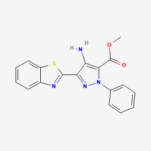 molecular formula C18H14N4O2S B2615708 methyl 4-amino-3-(1,3-benzothiazol-2-yl)-1-phenyl-1H-pyrazole-5-carboxylate CAS No. 876866-60-3