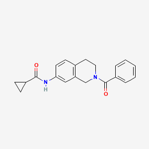 molecular formula C20H20N2O2 B2615711 N-(2-benzoyl-1,2,3,4-tetrahydroisoquinolin-7-yl)cyclopropanecarboxamide CAS No. 955745-07-0