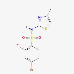 molecular formula C10H8BrFN2O2S2 B2615713 4-Bromo-2-fluoro-N-(4-methylthiazol-2-yl)benzenesulfonamide CAS No. 1771023-86-9