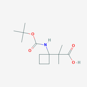 molecular formula C13H23NO4 B2615726 2-Methyl-2-[1-[(2-methylpropan-2-yl)oxycarbonylamino]cyclobutyl]propanoic acid CAS No. 2228717-54-0