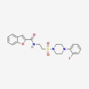 molecular formula C21H22FN3O4S B2615729 N-(2-((4-(2-fluorophenyl)piperazin-1-yl)sulfonyl)ethyl)benzofuran-2-carboxamide CAS No. 897618-34-7