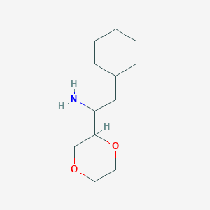 molecular formula C12H23NO2 B2615730 2-Cyclohexyl-1-(1,4-dioxan-2-yl)ethan-1-amine CAS No. 1596643-59-2