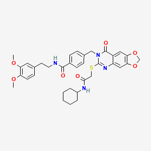 4-[(6-{[(cyclohexylcarbamoyl)methyl]sulfanyl}-8-oxo-2H,7H,8H-[1,3]dioxolo[4,5-g]quinazolin-7-yl)methyl]-N-[2-(3,4-dimethoxyphenyl)ethyl]benzamide