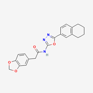 molecular formula C21H19N3O4 B2615734 2-(苯并[d][1,3]二氧杂环-5-基)-N-(5-(5,6,7,8-四氢萘-2-基)-1,3,4-恶二唑-2-基)乙酰胺 CAS No. 922066-88-4