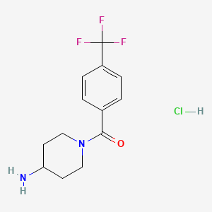molecular formula C13H16ClF3N2O B2615735 (4-Aminopiperidin-1-yl)[4-(trifluoromethyl)phenyl]methanone hydrochloride CAS No. 442127-93-7