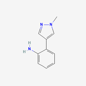 molecular formula C10H11N3 B2615748 1-Methyl-4-(2-aminophenyl)-1H-pyrazole CAS No. 87488-74-2