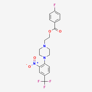 molecular formula C20H19F4N3O4 B2615751 2-{4-[2-Nitro-4-(trifluoromethyl)phenyl]piperazino}ethyl 4-fluorobenzenecarboxylate CAS No. 338748-64-4