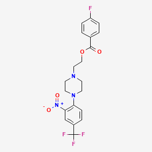 molecular formula C20H19F4N3O4 B2615751 2-{4-[2-nitro-4-(trifluoromethyl)phenyl]piperazin-1-yl}ethyl 4-fluorobenzoate CAS No. 338748-64-4