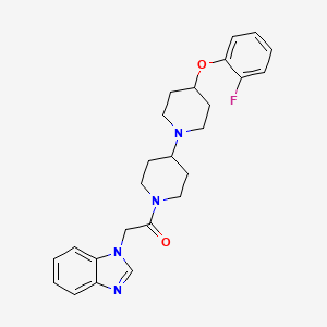 molecular formula C25H29FN4O2 B2615753 2-(1H-benzo[d]imidazol-1-yl)-1-(4-(2-fluorophenoxy)-[1,4'-bipiperidin]-1'-yl)ethanone CAS No. 1705838-81-8