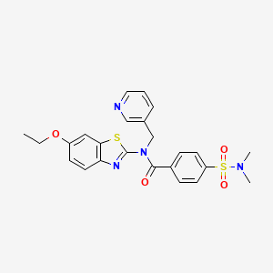 molecular formula C24H24N4O4S2 B2615755 4-(N,N-二甲基磺酰氨基)-N-(6-乙氧基苯并[d]噻唑-2-基)-N-(吡啶-3-基甲基)苯甲酰胺 CAS No. 895014-69-4
