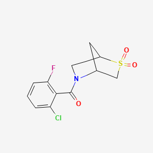 molecular formula C12H11ClFNO3S B2615767 (2-氯-6-氟苯基)(2,2-二氧化-2-硫杂-5-氮杂双环[2.2.1]庚烷-5-基)甲酮 CAS No. 2034310-33-1