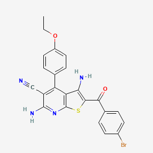 molecular formula C23H17BrN4O2S B2615781 3,6-Diamino-2-(4-bromobenzoyl)-4-(4-ethoxyphenyl)thieno[2,3-b]pyridine-5-carbonitrile CAS No. 361477-83-0