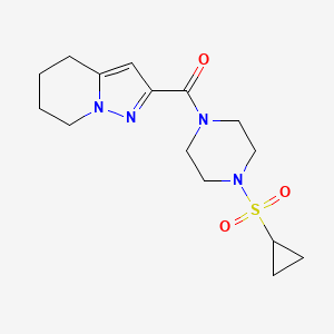 molecular formula C15H22N4O3S B2615787 (4-(Cyclopropylsulfonyl)piperazin-1-yl)(4,5,6,7-tetrahydropyrazolo[1,5-a]pyridin-2-yl)methanone CAS No. 2034592-22-6
