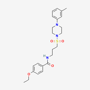molecular formula C23H31N3O4S B2615789 4-ethoxy-N-(3-((4-(m-tolyl)piperazin-1-yl)sulfonyl)propyl)benzamide CAS No. 1021117-55-4