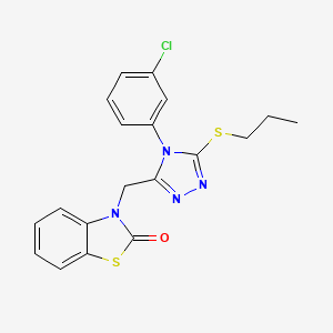 molecular formula C19H17ClN4OS2 B2615792 3-[[4-(3-Chlorophenyl)-5-propylsulfanyl-1,2,4-triazol-3-yl]methyl]-1,3-benzothiazol-2-one CAS No. 847403-38-7