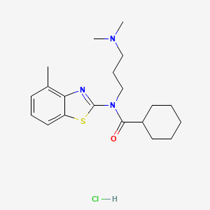 molecular formula C20H30ClN3OS B2615797 N-(3-(dimethylamino)propyl)-N-(4-methylbenzo[d]thiazol-2-yl)cyclohexanecarboxamide hydrochloride CAS No. 1215637-54-9