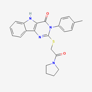 molecular formula C23H22N4O2S B2615810 2-((2-oxo-2-(pyrrolidin-1-yl)ethyl)thio)-3-(p-tolyl)-3H-pyrimido[5,4-b]indol-4(5H)-one CAS No. 536704-35-5
