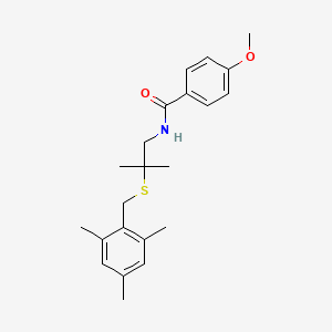 molecular formula C22H29NO2S B2615811 N-{2-[(mesitylmethyl)sulfanyl]-2-methylpropyl}-4-methoxybenzenecarboxamide CAS No. 338962-66-6