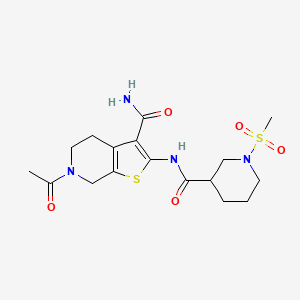 molecular formula C17H24N4O5S2 B2615816 6-Acetyl-2-(1-(methylsulfonyl)piperidine-3-carboxamido)-4,5,6,7-tetrahydrothieno[2,3-c]pyridine-3-carboxamide CAS No. 1060167-07-8