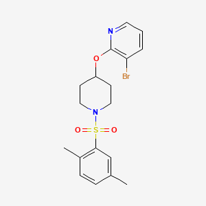 molecular formula C18H21BrN2O3S B2615818 3-Bromo-2-((1-((2,5-dimethylphenyl)sulfonyl)piperidin-4-yl)oxy)pyridine CAS No. 1448069-01-9