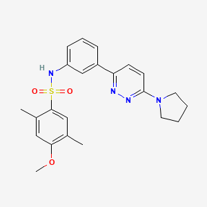 molecular formula C23H26N4O3S B2615821 4-methoxy-2,5-dimethyl-N-[3-(6-pyrrolidin-1-ylpyridazin-3-yl)phenyl]benzenesulfonamide CAS No. 904829-07-8