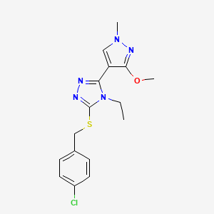 B2615824 3-((4-chlorobenzyl)thio)-4-ethyl-5-(3-methoxy-1-methyl-1H-pyrazol-4-yl)-4H-1,2,4-triazole CAS No. 1014095-27-2