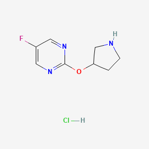 molecular formula C8H11ClFN3O B2615826 5-Fluoro-2-(pyrrolidin-3-yloxy)pyrimidine hydrochloride CAS No. 1420956-42-8