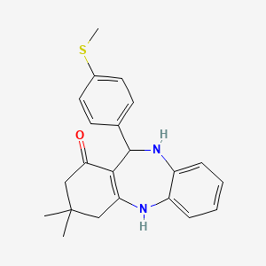 molecular formula C22H24N2OS B2615827 9,9-dimethyl-6-(4-methylsulfanylphenyl)-6,8,10,11-tetrahydro-5H-benzo[b][1,4]benzodiazepin-7-one CAS No. 329073-65-6