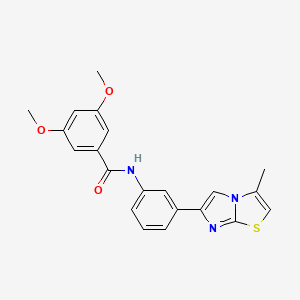 molecular formula C21H19N3O3S B2615831 3,5-dimethoxy-N-(3-(3-methylimidazo[2,1-b]thiazol-6-yl)phenyl)benzamide CAS No. 893978-54-6