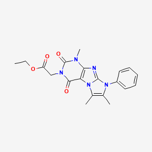 molecular formula C20H21N5O4 B2615834 2-(4,7,8-三甲基-1,3-二氧代-6-苯基嘌呤[7,8-a]咪唑-2-基)乙酸乙酯 CAS No. 887455-21-2