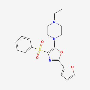 molecular formula C19H21N3O4S B2615836 5-(4-Ethylpiperazin-1-yl)-2-(furan-2-yl)-4-(phenylsulfonyl)oxazole CAS No. 862793-20-2