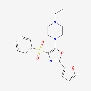 molecular formula C19H21N3O4S B2615836 5-(4-乙基哌嗪-1-基)-2-(呋喃-2-基)-4-(苯磺酰基)恶唑 CAS No. 862793-20-2