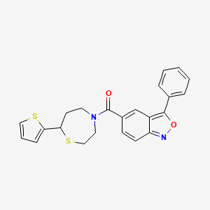 molecular formula C23H20N2O2S2 B2615838 (3-Phenylbenzo[c]isoxazol-5-yl)(7-(thiophen-2-yl)-1,4-thiazepan-4-yl)methanone CAS No. 1705097-47-7