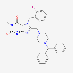 molecular formula C32H33FN6O2 B2615842 8-{[4-(diphenylmethyl)piperazin-1-yl]methyl}-7-[(2-fluorophenyl)methyl]-1,3-dimethyl-2,3,6,7-tetrahydro-1H-purine-2,6-dione CAS No. 851939-50-9