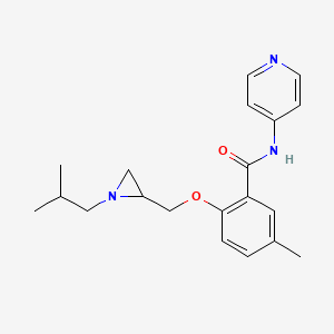 molecular formula C20H25N3O2 B2615845 5-Methyl-2-[[1-(2-methylpropyl)aziridin-2-yl]methoxy]-N-pyridin-4-ylbenzamide CAS No. 2418671-23-3