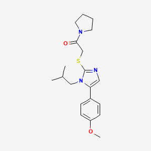 molecular formula C20H27N3O2S B2615850 2-((1-isobutyl-5-(4-methoxyphenyl)-1H-imidazol-2-yl)thio)-1-(pyrrolidin-1-yl)ethanone CAS No. 1207021-07-5