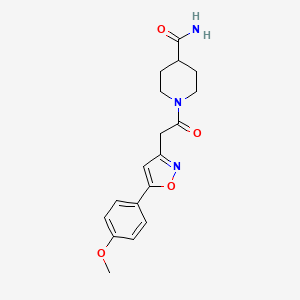 molecular formula C18H21N3O4 B2615854 1-(2-(5-(4-Methoxyphenyl)isoxazol-3-yl)acetyl)piperidine-4-carboxamide CAS No. 953255-76-0