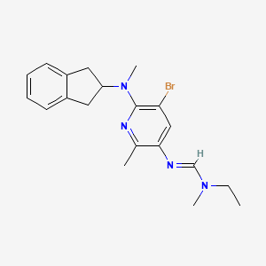 molecular formula C20H25BrN4 B2615858 N'-[5-Bromo-6-[2,3-dihydro-1H-inden-2-yl(methyl)amino]-2-methylpyridin-3-yl]-N-ethyl-N-methylmethanimidamide CAS No. 1704221-43-1