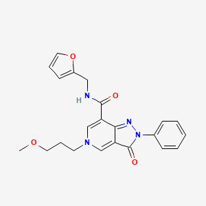 molecular formula C22H22N4O4 B2615859 N-(furan-2-ylmethyl)-5-(3-methoxypropyl)-3-oxo-2-phenyl-3,5-dihydro-2H-pyrazolo[4,3-c]pyridine-7-carboxamide CAS No. 921780-42-9