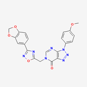 molecular formula C21H15N7O5 B2615863 6-{[3-(2H-1,3-benzodioxol-5-yl)-1,2,4-oxadiazol-5-yl]methyl}-3-(4-methoxyphenyl)-3H,6H,7H-[1,2,3]triazolo[4,5-d]pyrimidin-7-one CAS No. 1207004-72-5