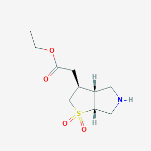 molecular formula C10H17NO4S B2615868 Ethyl 2-[(3S,3aR,6aR)-1,1-dioxo-3,3a,4,5,6,6a-hexahydro-2H-thieno[2,3-c]pyrrol-3-yl]acetate CAS No. 2166213-43-8