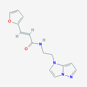 molecular formula C14H14N4O2 B2615879 (E)-N-(2-(1H-imidazo[1,2-b]pyrazol-1-yl)ethyl)-3-(furan-2-yl)acrylamide CAS No. 1799259-49-6